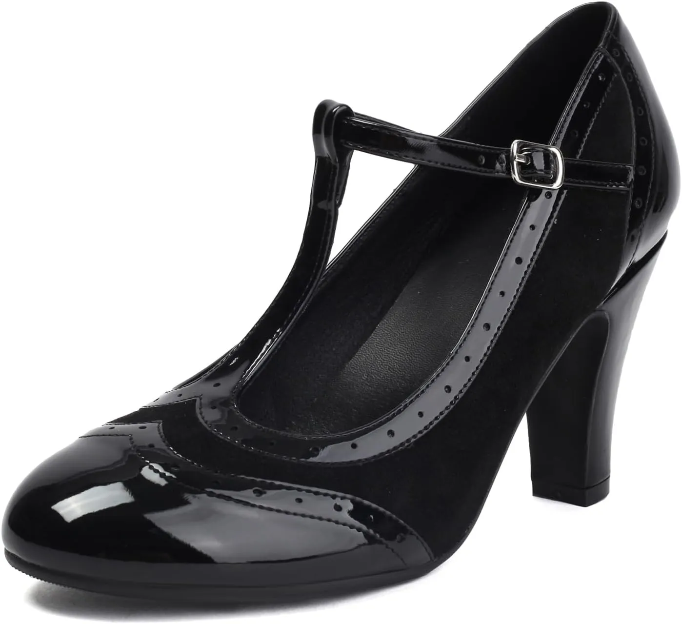 Women's Mary Jane Wingtip Rockability Oxford Close Round Toe Vintage 1950s Heels T-Straps Retro 1920s Victorian Pumps Shoes