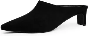 Women's Mule Heels Square Toe Low Chunky Blade Heel Slide on Backless Pumps