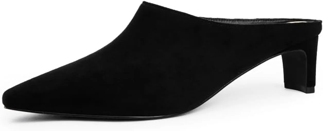 Women's Mule Heels Square Toe Low Chunky Blade Heel Slide on Backless Pumps