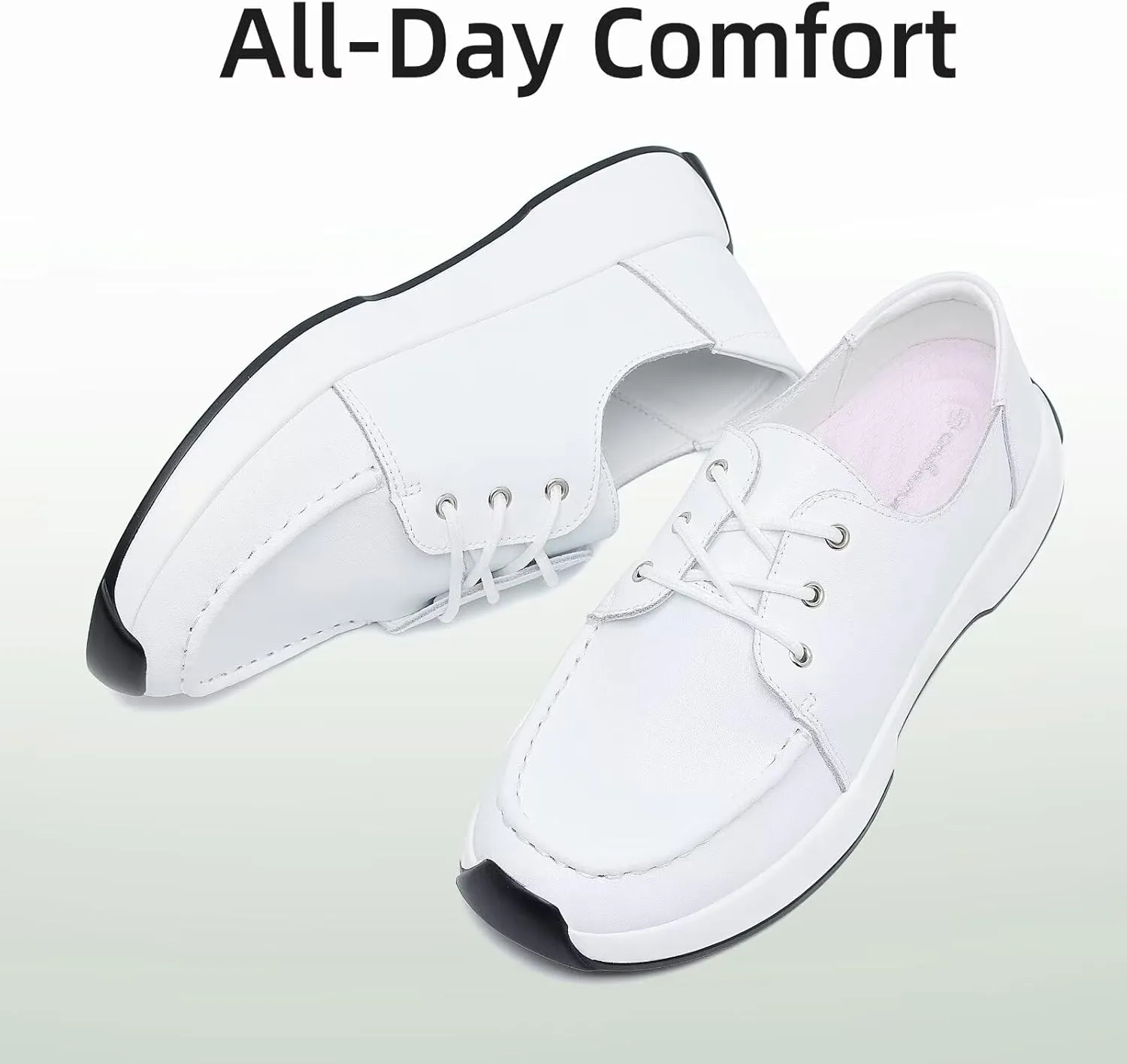 Women's Orthopedic Leather Dress Walking Shoes: Casual Sneakers with Arch Support for Plantar Fasciitis, Comfortable Supportive Shoes with Orthotic Insoles for Foot and Heel Pain