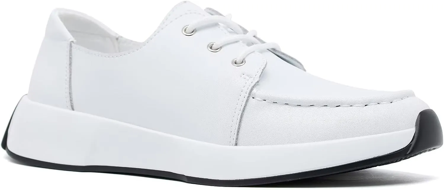 Women's Orthopedic Leather Dress Walking Shoes: Casual Sneakers with Arch Support for Plantar Fasciitis, Comfortable Supportive Shoes with Orthotic Insoles for Foot and Heel Pain