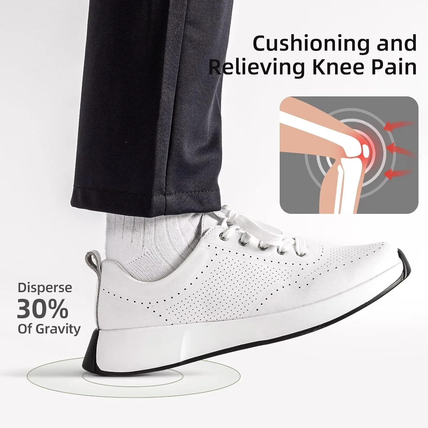 Women's Orthopedic Leather Dress Walking Shoes: Comfortable Shoes with Arch Support for Plantar Fasciitis, Casual Flat Feet Supportive Fashion Sneakers for Foot and Heel Pain Relief