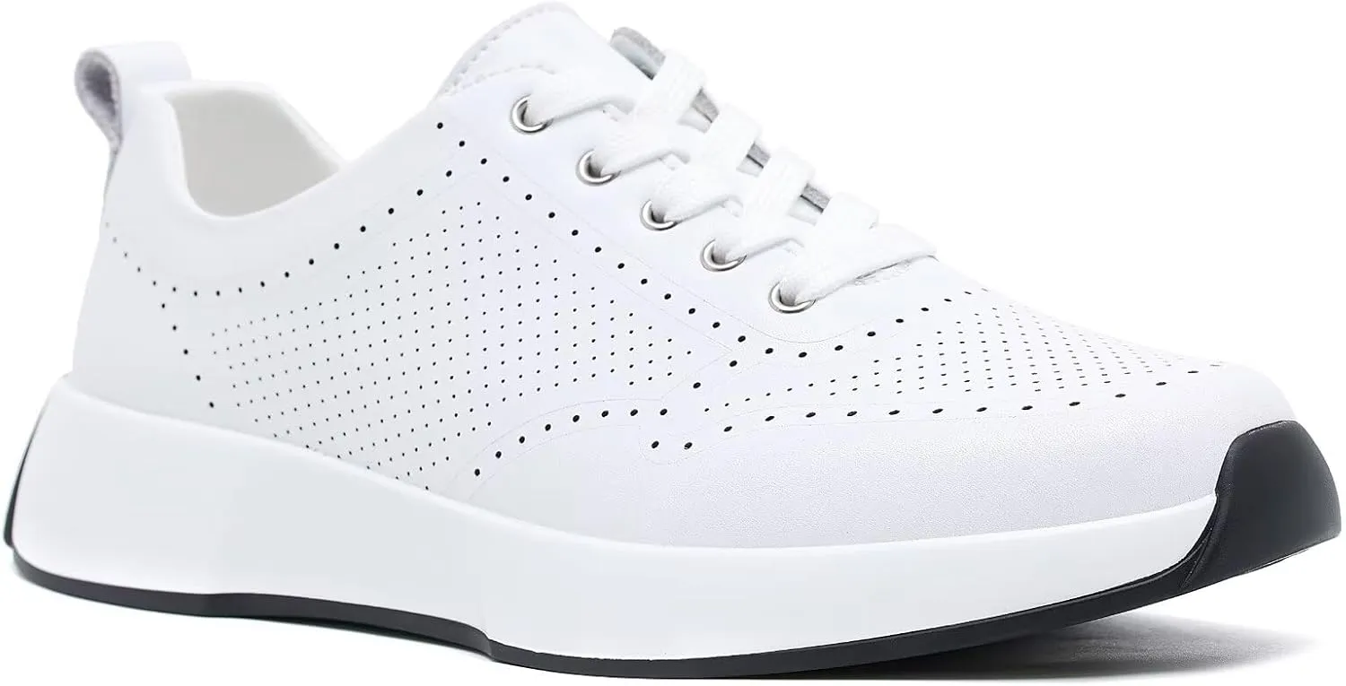 Women's Orthopedic Leather Dress Walking Shoes: Comfortable Shoes with Arch Support for Plantar Fasciitis, Casual Flat Feet Supportive Fashion Sneakers for Foot and Heel Pain Relief