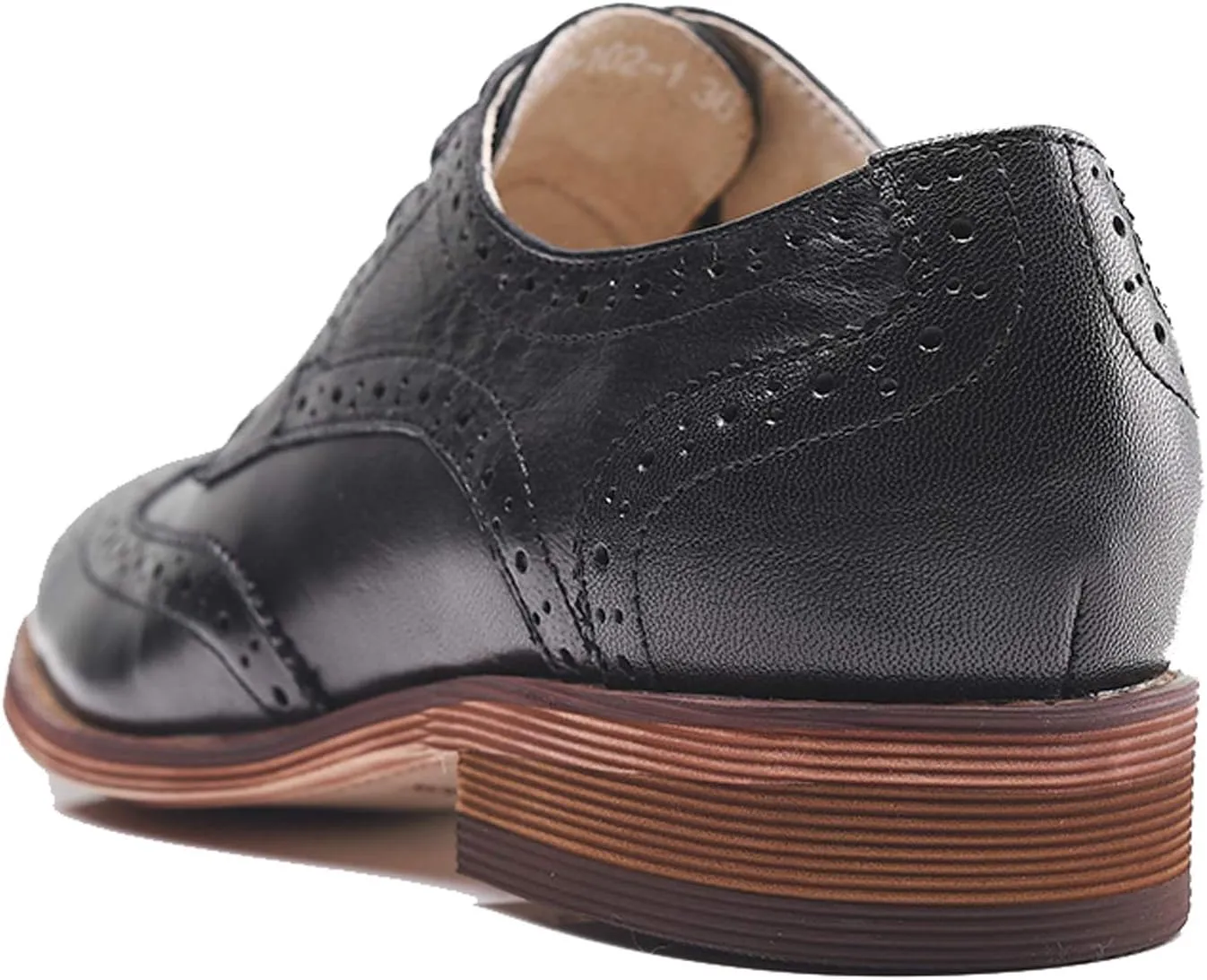 Women's Perforated Classic Lace-up Oxfords Brogue Wingtip Round Toe Derby Saddle Leather Shoes for Women Girls Lady Wife