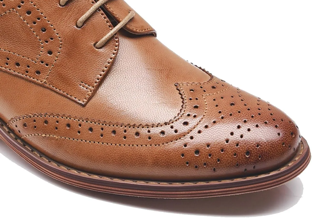 Women's Perforated Classic Lace-up Oxfords Brogue Wingtip Round Toe Derby Saddle Leather Shoes for Women Girls Lady Wife