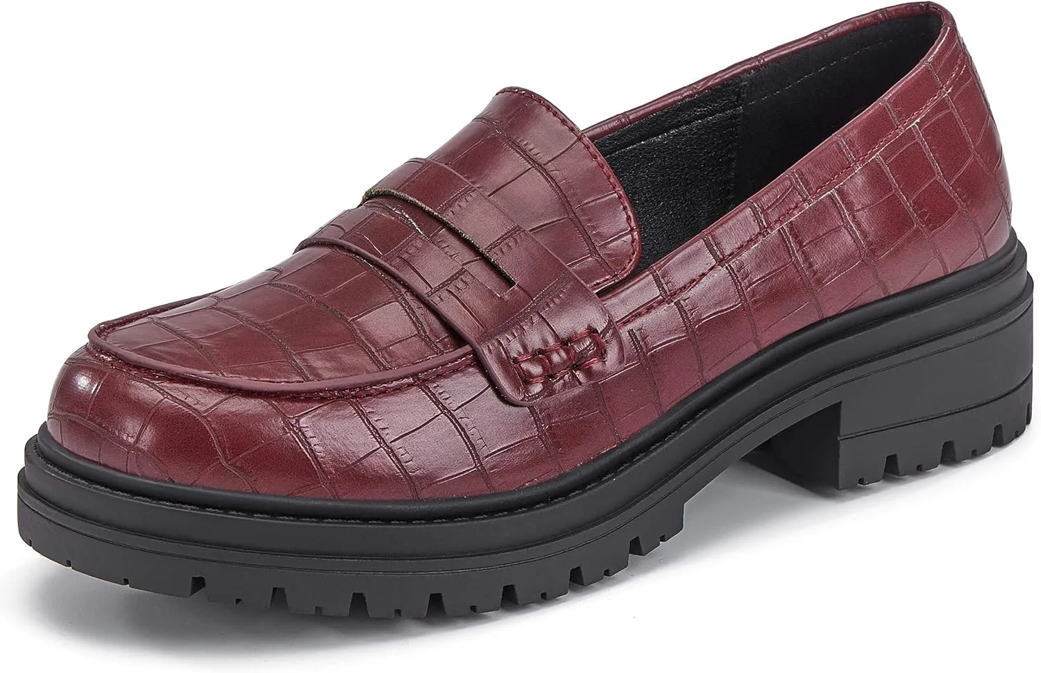 Women's Platform Penny Loafers Comfort Chunky Heel Slip On Business Work Dress Shoes