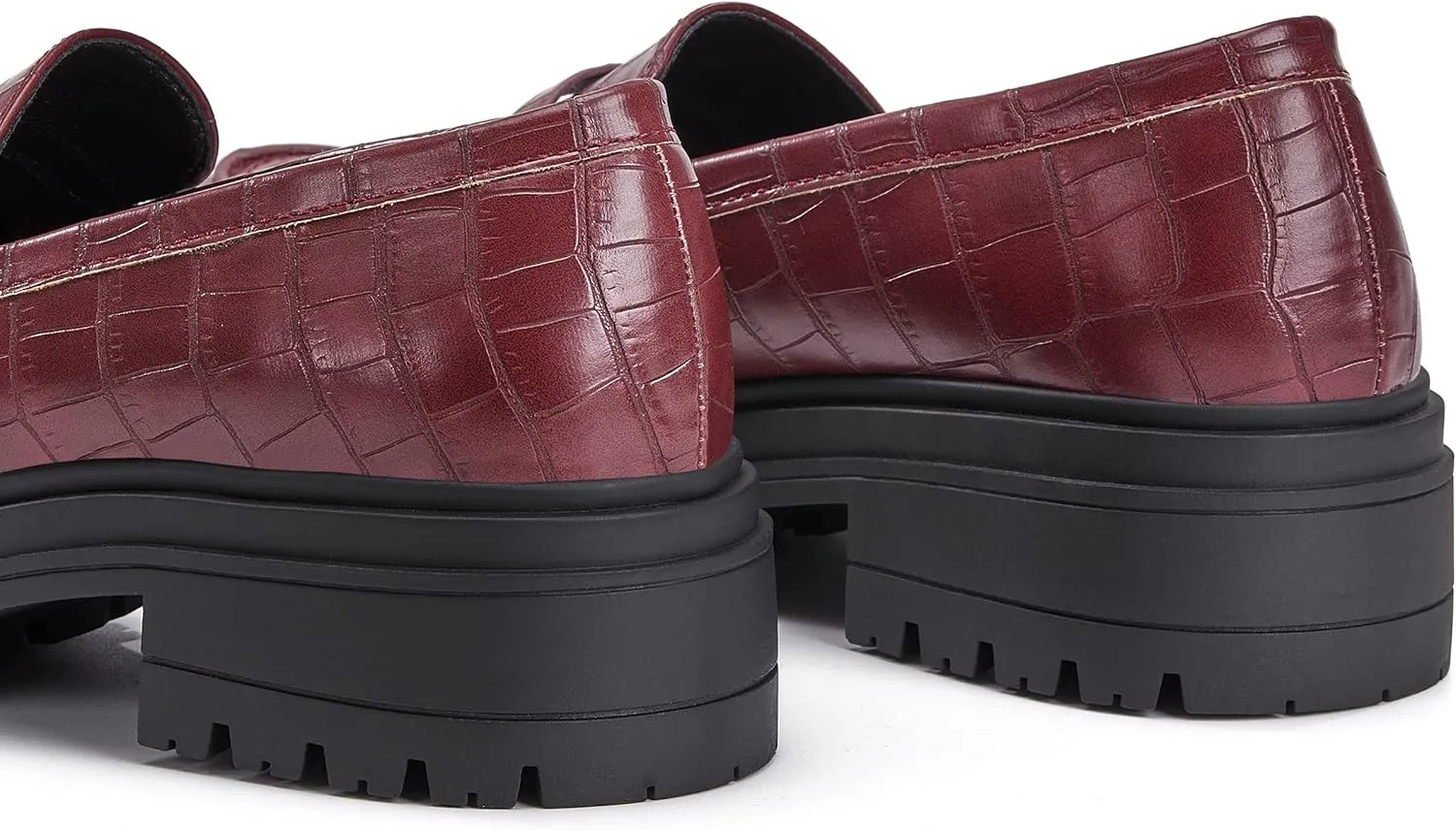 Women's Platform Penny Loafers Comfort Chunky Heel Slip On Business Work Dress Shoes