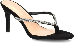 Womens Stiletto Heel Sandals Ladies Diamante Toe Post Thong Slip On Flip Flop Mule Shoes