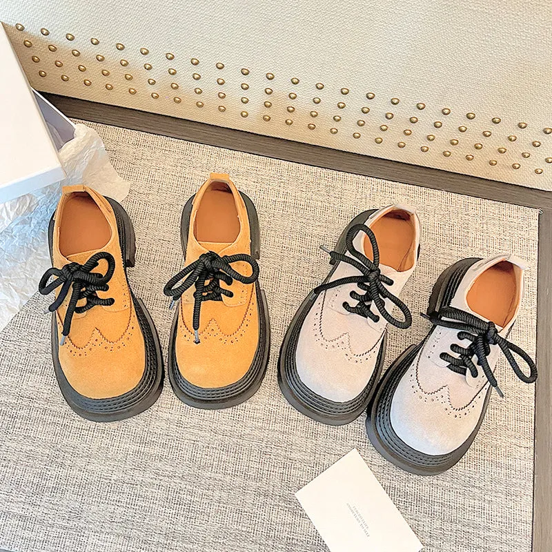 Women's Street Wide Toe Box Thick Bottom Chunky Heel Lace Up Oxford Shoes
