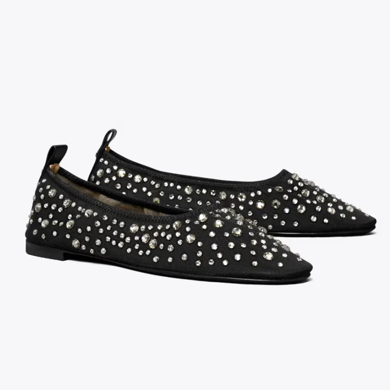 Womens | Tory Burch Crystal Ballet Flats Black
