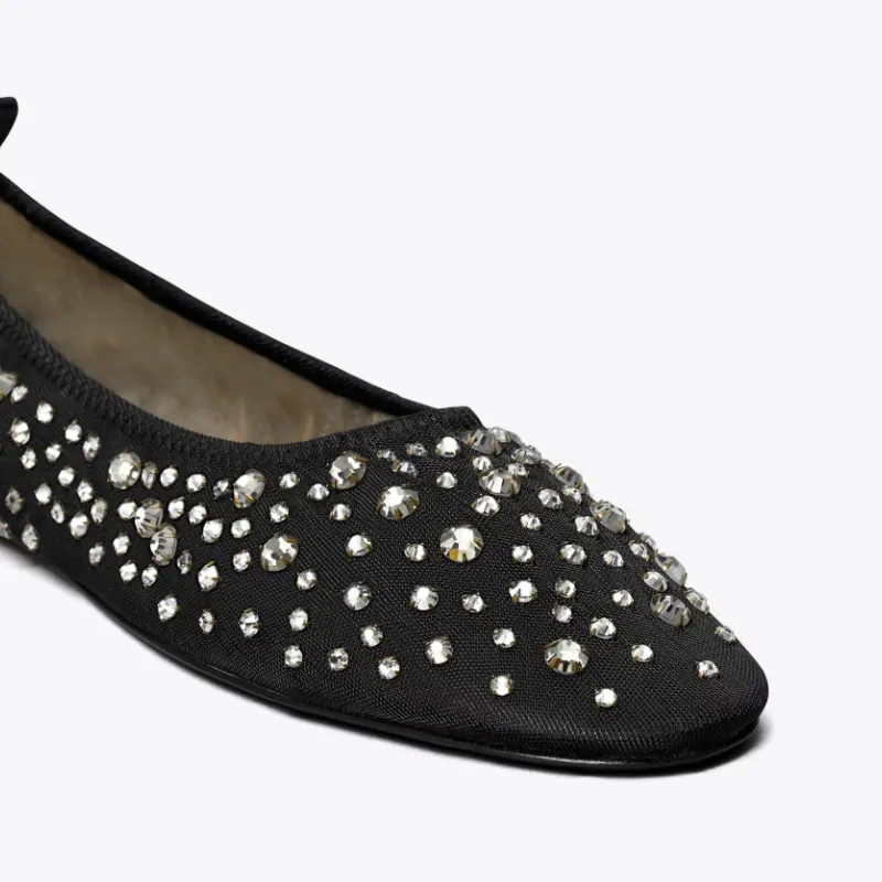 Womens | Tory Burch Crystal Ballet Flats Black