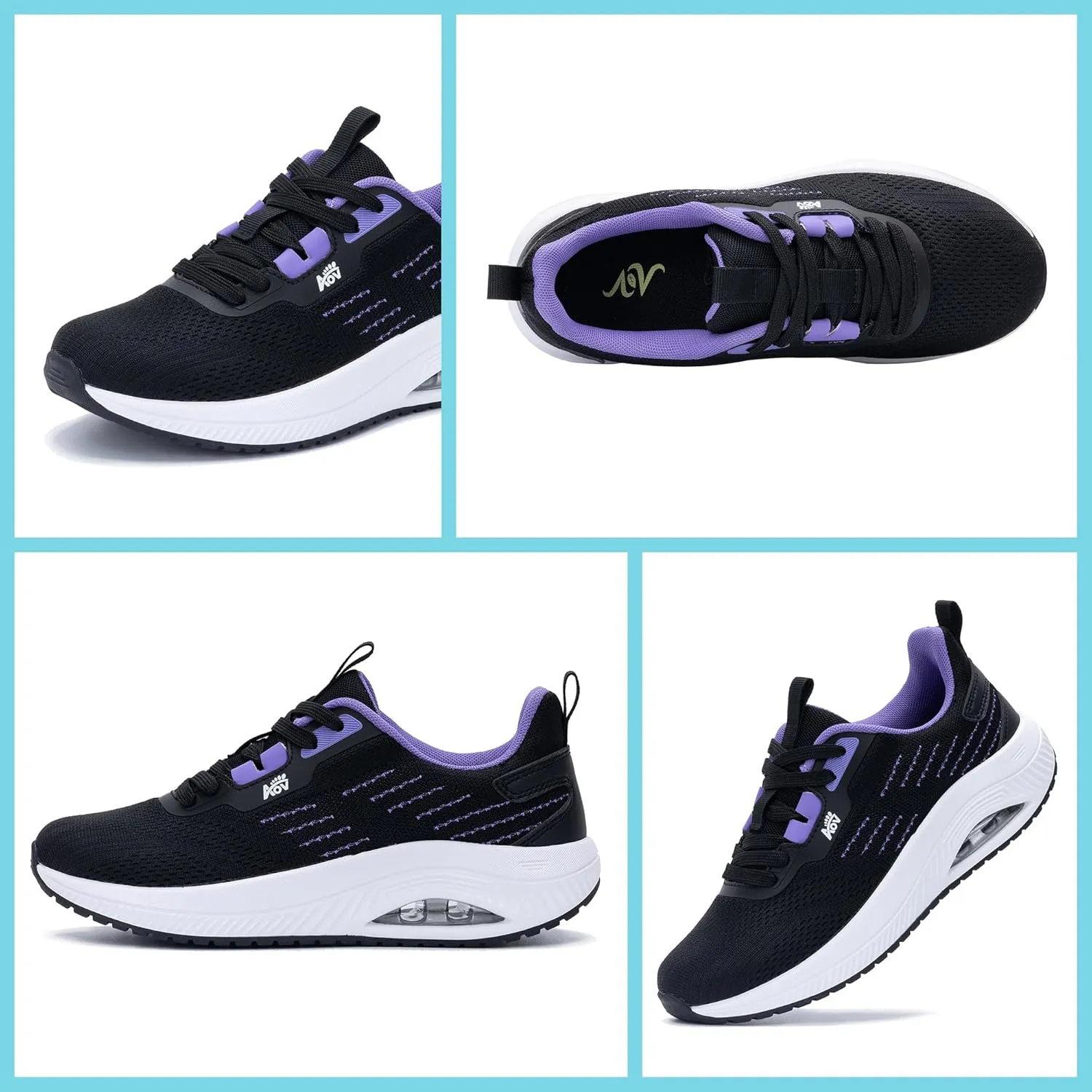 Women's Walking Shoes with Arch Support Orthotic Sneakers for Plantar Fasciitis Heel and Foot Pain Relief Tennis PurpleBlack Size 8