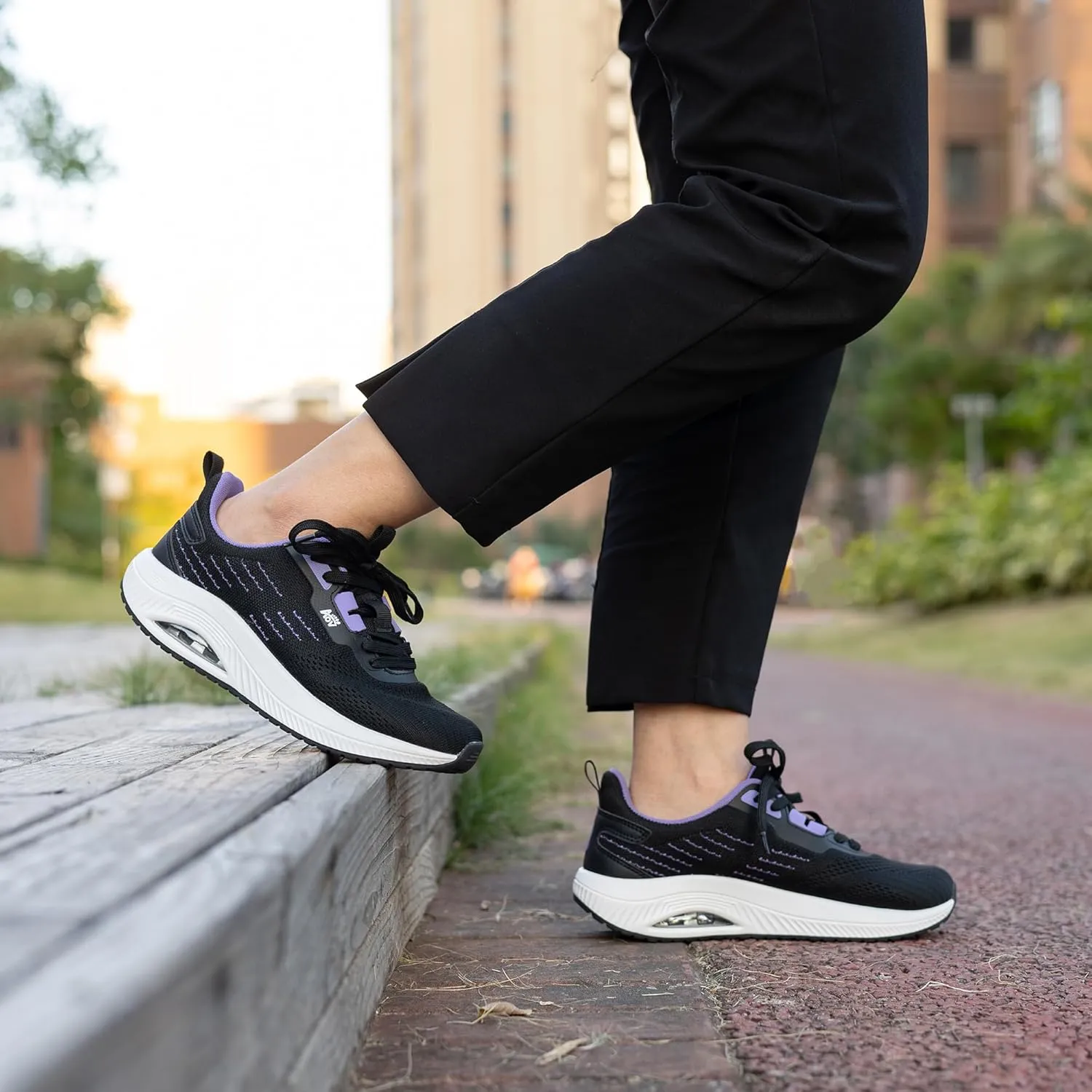 Women's Walking Shoes with Arch Support Orthotic Sneakers for Plantar Fasciitis Heel and Foot Pain Relief Tennis PurpleBlack Size 8