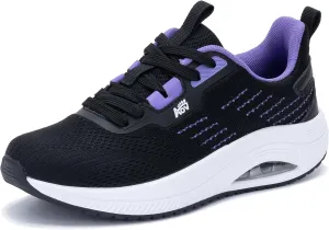 Women's Walking Shoes with Arch Support Orthotic Sneakers for Plantar Fasciitis Heel and Foot Pain Relief Tennis PurpleBlack Size 8