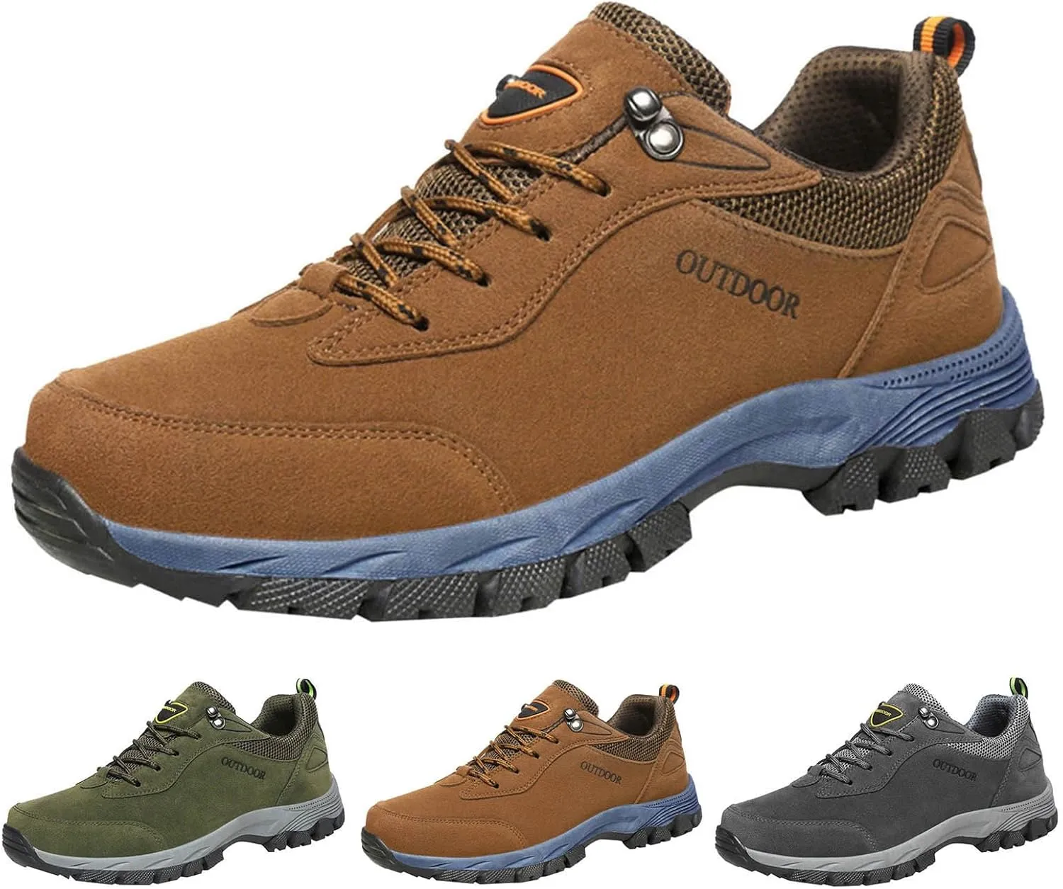 Workout Athletic Sport Shoes for Men Solid Thick Sole Hiking Shoes Comfortable Lace Up Outdoor Sneaker for Men