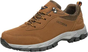 Workout Athletic Sport Shoes for Men Solid Thick Sole Hiking Shoes Comfortable Lace Up Outdoor Sneaker for Men