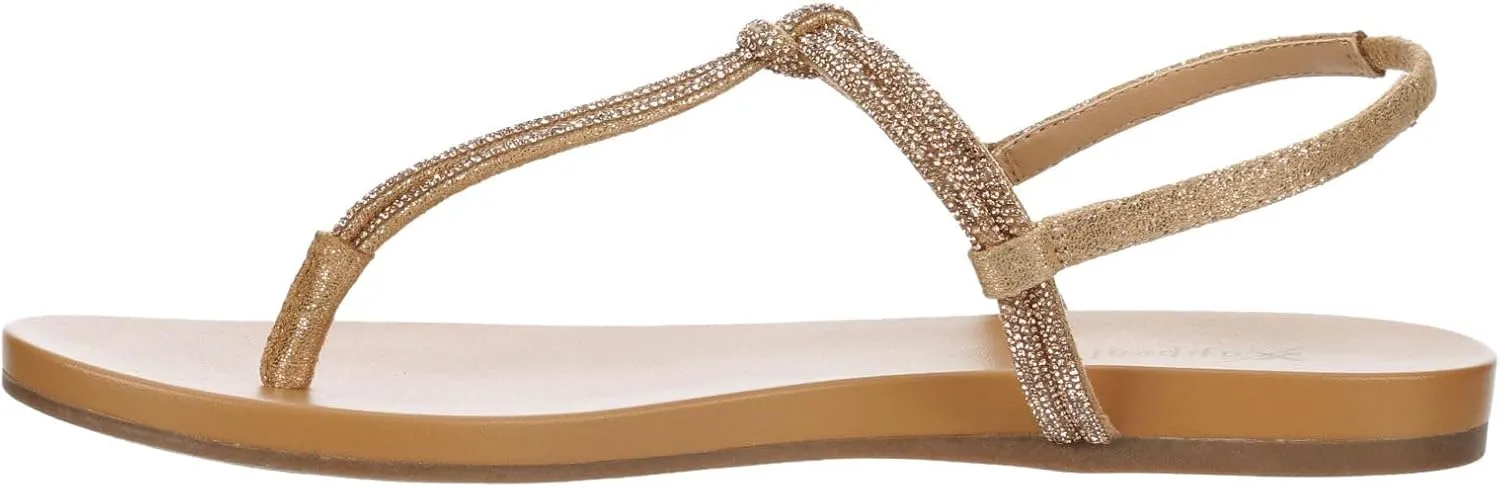 XAPPEAL Kali - Women's Open Toe Rhinestone T-Strap Slingback Flat Sandals