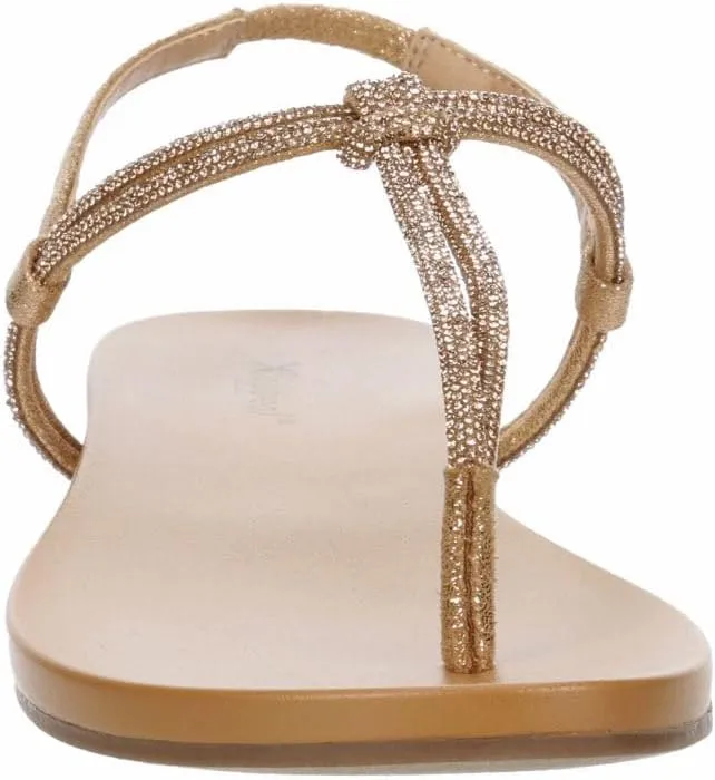XAPPEAL Kali - Women's Open Toe Rhinestone T-Strap Slingback Flat Sandals