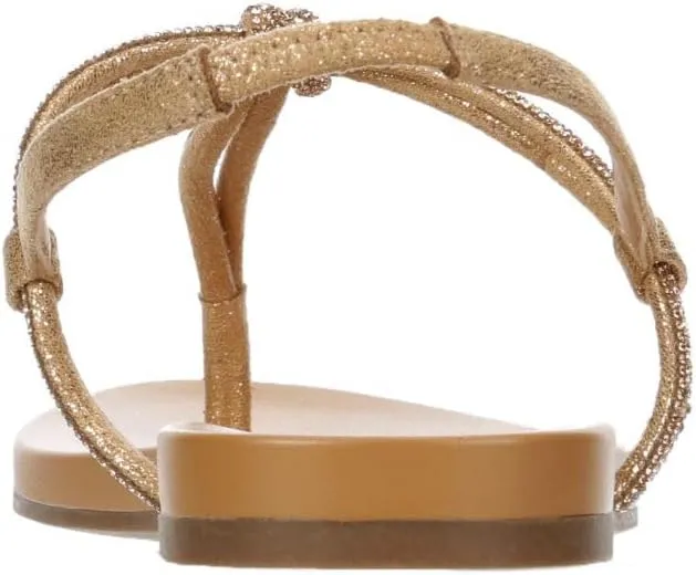 XAPPEAL Kali - Women's Open Toe Rhinestone T-Strap Slingback Flat Sandals