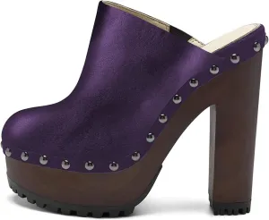 XYD Cork Platform Super High Heels Mules for Women Chunky Block Studded Closed Round Toe Slides Sandals Backless Fashion Dress Club Shoes
