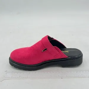 XYD Hot Pink Retro Closed Toe Mule Slip On Low Heel Dress Sandal Slides Shoes