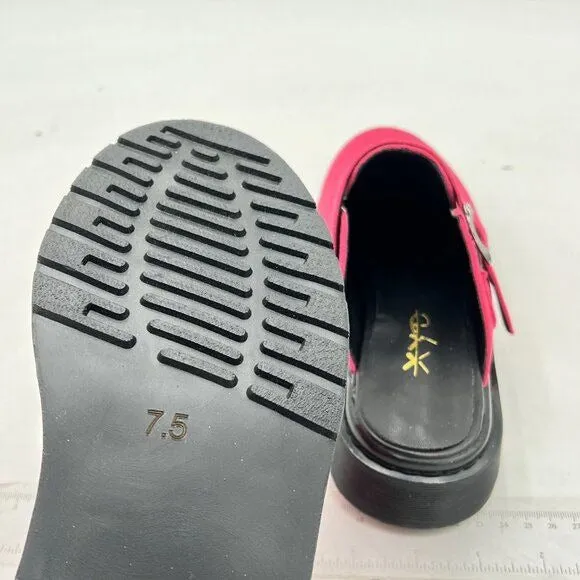 XYD Hot Pink Retro Closed Toe Mule Slip On Low Heel Dress Sandal Slides Shoes