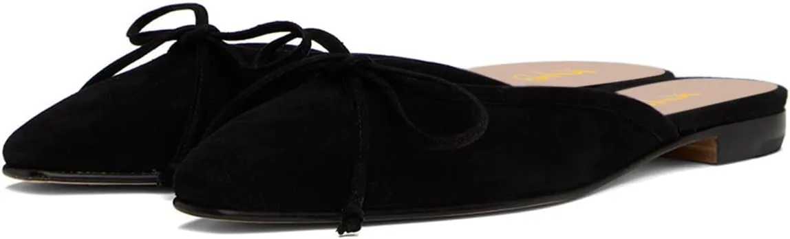 XYD Women Closed Toe Flat Clog Mules with Bowknot Open-Back Slip On Round Toe Daily Walking House Slipper Shoes