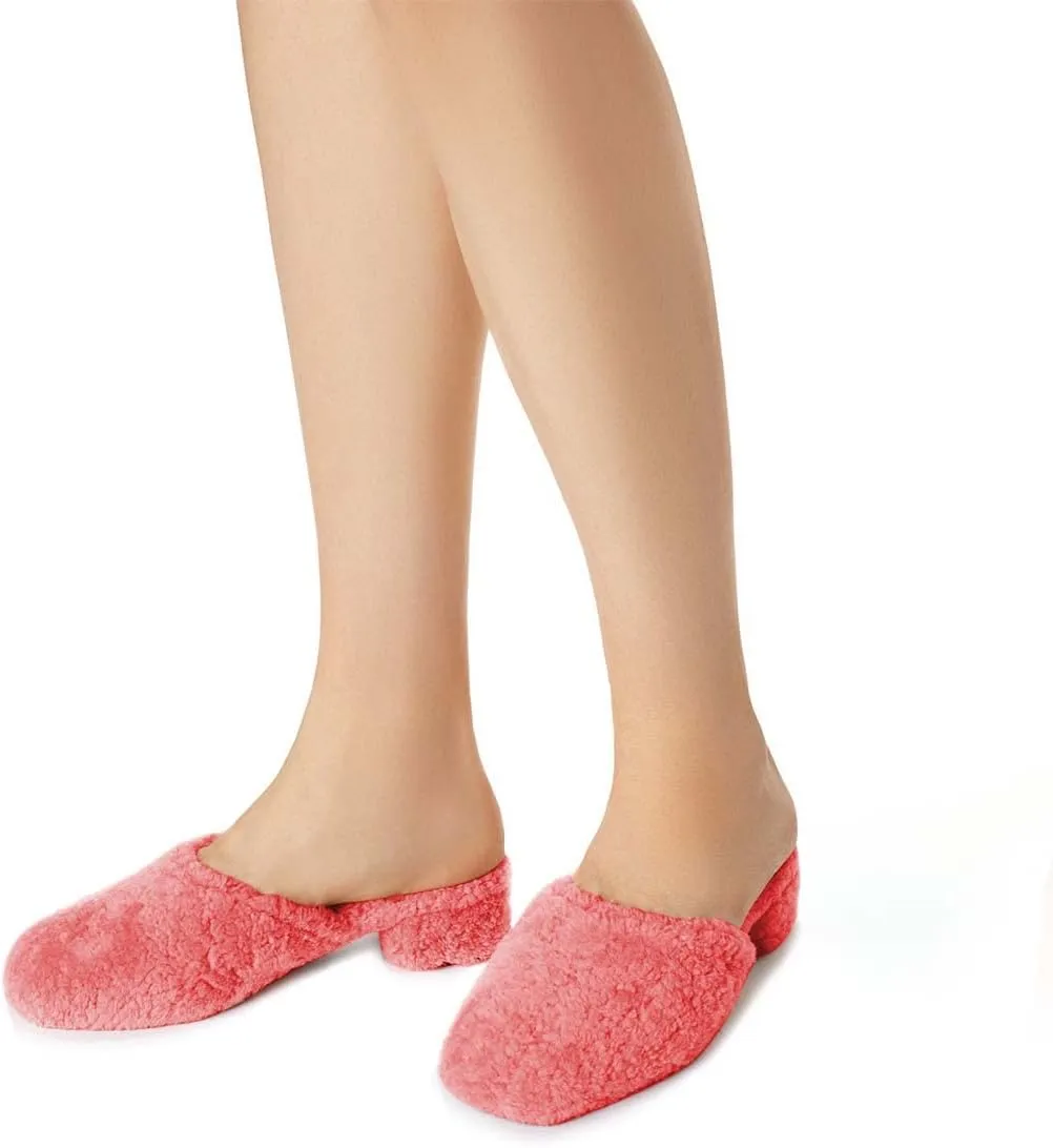 XYD Women Cozy Low Chunky Heel Fuzzy Mule Slippers Slip On Closed Toe Backless Indoor Outdoor Casual Shoes