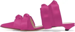 XYD Women Pointed Toe Low Kitten Heel Slide Sandals Slip On Cut Out Mule Backless Shoes