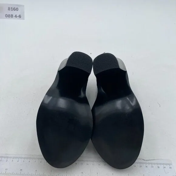 YDN Black Chunky High Heels Round Toe Oxford Loafer Slip On Office Work Pumps