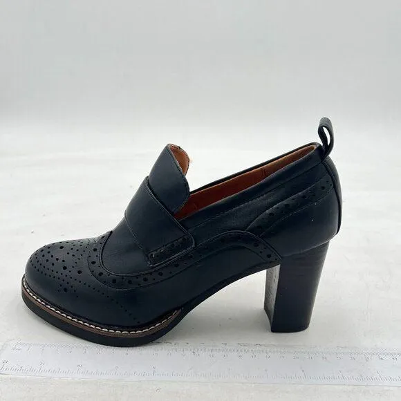 YDN Women Chunky High Heels Round Toe Oxford Loafer Size Color Material Customiz