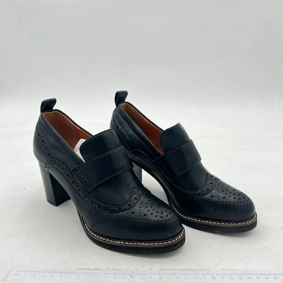 YDN Women Chunky High Heels Round Toe Oxford Loafer Size Color Material Customiz