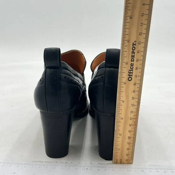 YDN Women Chunky High Heels Round Toe Oxford Loafer Size Color Material Customiz