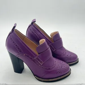 YDN Women Chunky High Heels Round Toe Oxford Loafer Size Color Material