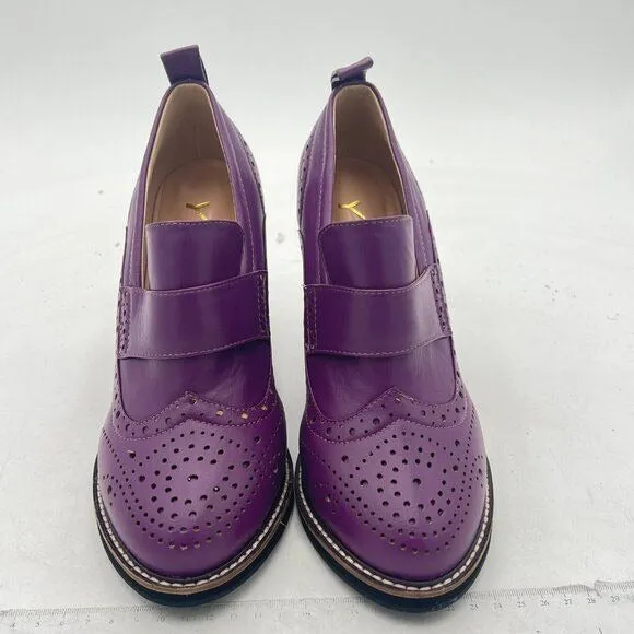 YDN Women Chunky High Heels Round Toe Oxford Loafer Size Color Material