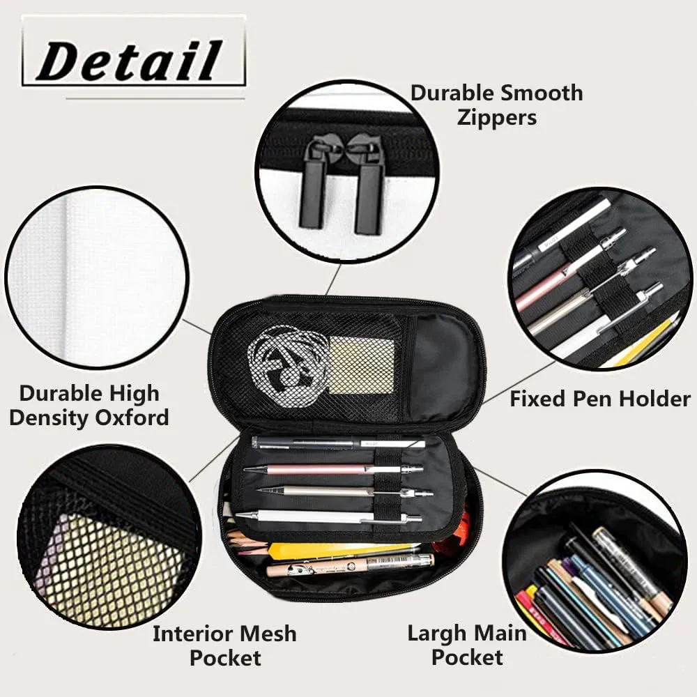 Yekiua Polka Dot Pencil Case Organizer Round Circle College Office Big Capacity Pencil Bag Black White