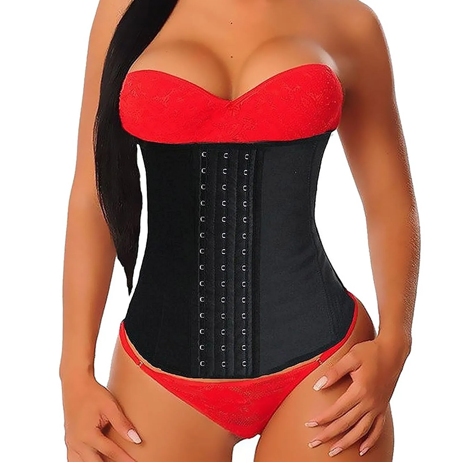 Yellow-Price Women's Latex Underbust Corset Waist Training Cincher 9 Steel Boned