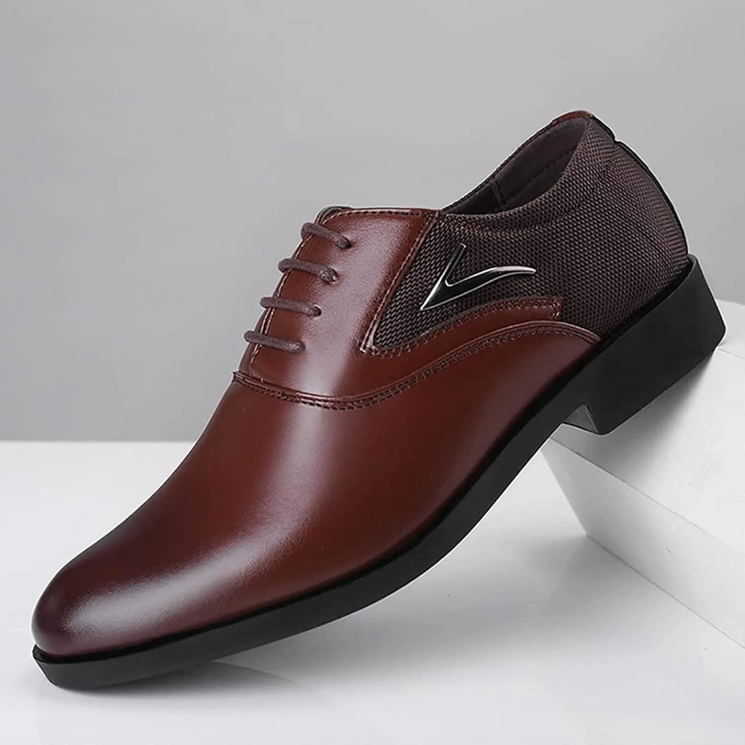 Yiozoi Men's Official Shoes Low Top Oxford Lace up Flat Wedding Party Business Office Pointed Dress