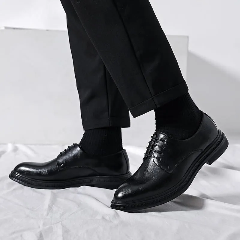YZABEL Men's Pointed Toe Lace-Up Business Casual Shoes, Stylish Printed Oxfords Dress Shoes, Lightweight and Comfortable for Wedding Thanksgiving Christmas New Year Party Daily Activity
