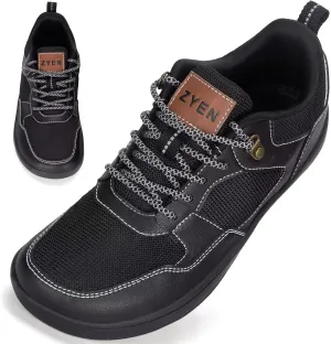 ZYEN Men's Barefoot Wide Toe Box Shoes Non Slip Zero Drop Causal Leather Shoes Utra Light Wide Width Walking Fashion Sneakers Breathable Wide Minimalist Running Sneakers Workout Gym Trainer