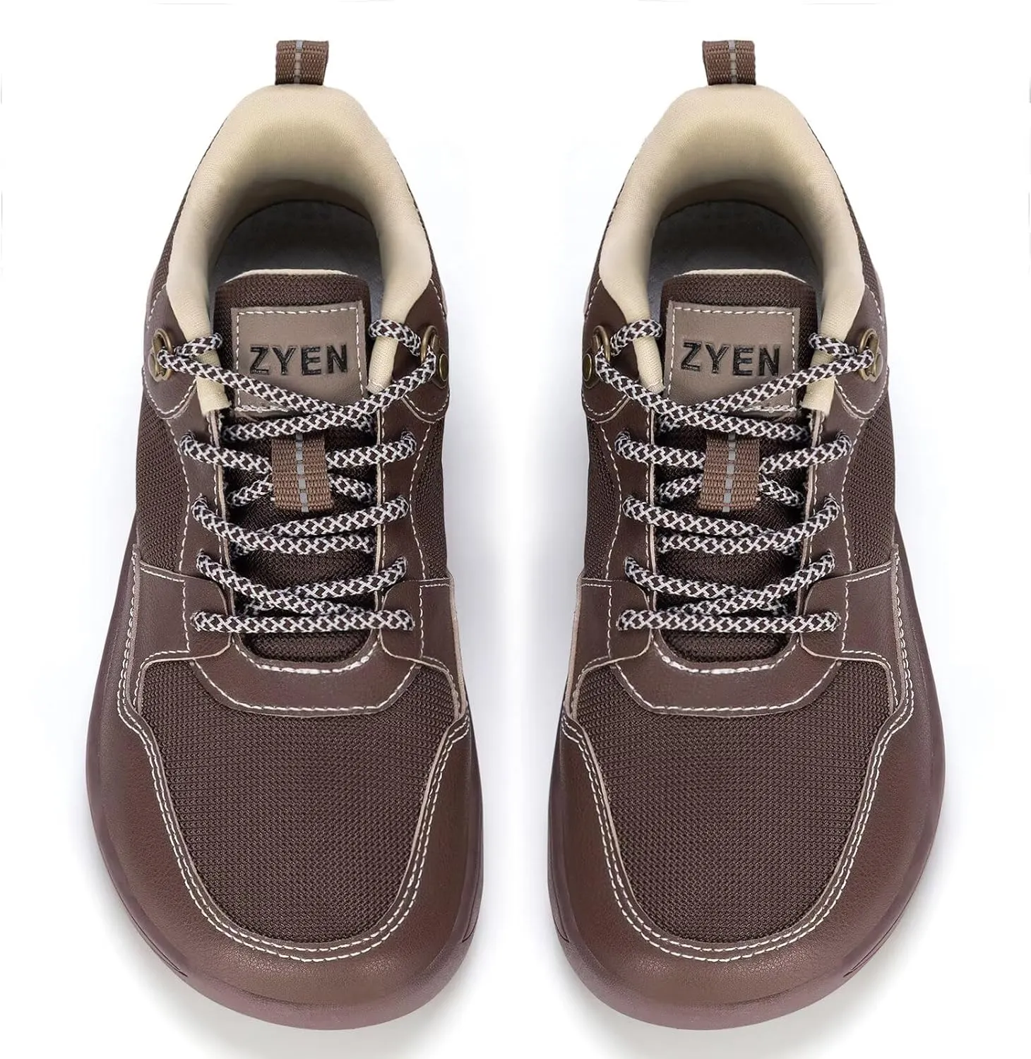 ZYEN Men's Barefoot Wide Toe Box Shoes Non Slip Zero Drop Causal Leather Shoes Utra Light Wide Width Walking Fashion Sneakers Breathable Wide Minimalist Running Sneakers Workout Gym Trainer
