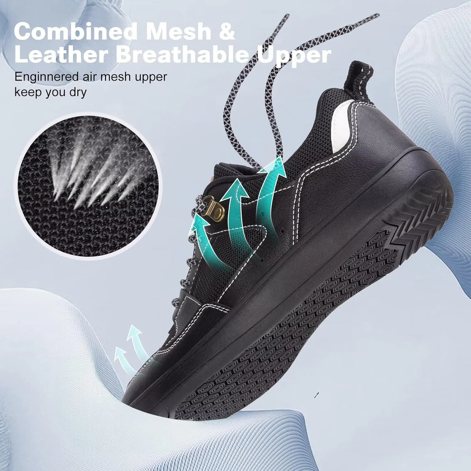 ZYEN Men's Barefoot Wide Toe Box Shoes Non Slip Zero Drop Causal Leather Shoes Utra Light Wide Width Walking Fashion Sneakers Breathable Wide Minimalist Running Sneakers Workout Gym Trainer