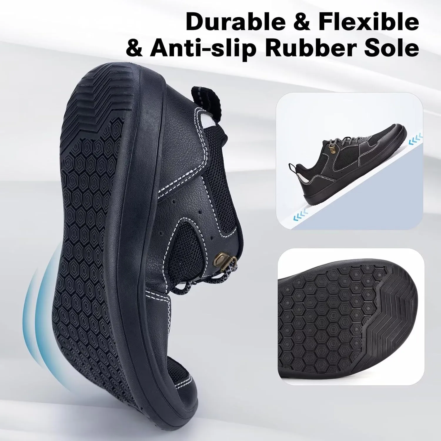 ZYEN Men's Barefoot Wide Toe Box Shoes Non Slip Zero Drop Causal Leather Shoes Utra Light Wide Width Walking Fashion Sneakers Breathable Wide Minimalist Running Sneakers Workout Gym Trainer