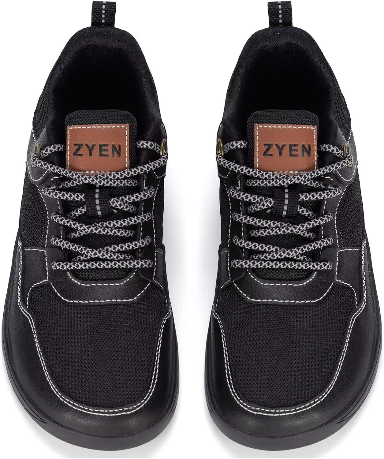 ZYEN Men's Barefoot Wide Toe Box Shoes Non Slip Zero Drop Causal Leather Shoes Utra Light Wide Width Walking Fashion Sneakers Breathable Wide Minimalist Running Sneakers Workout Gym Trainer